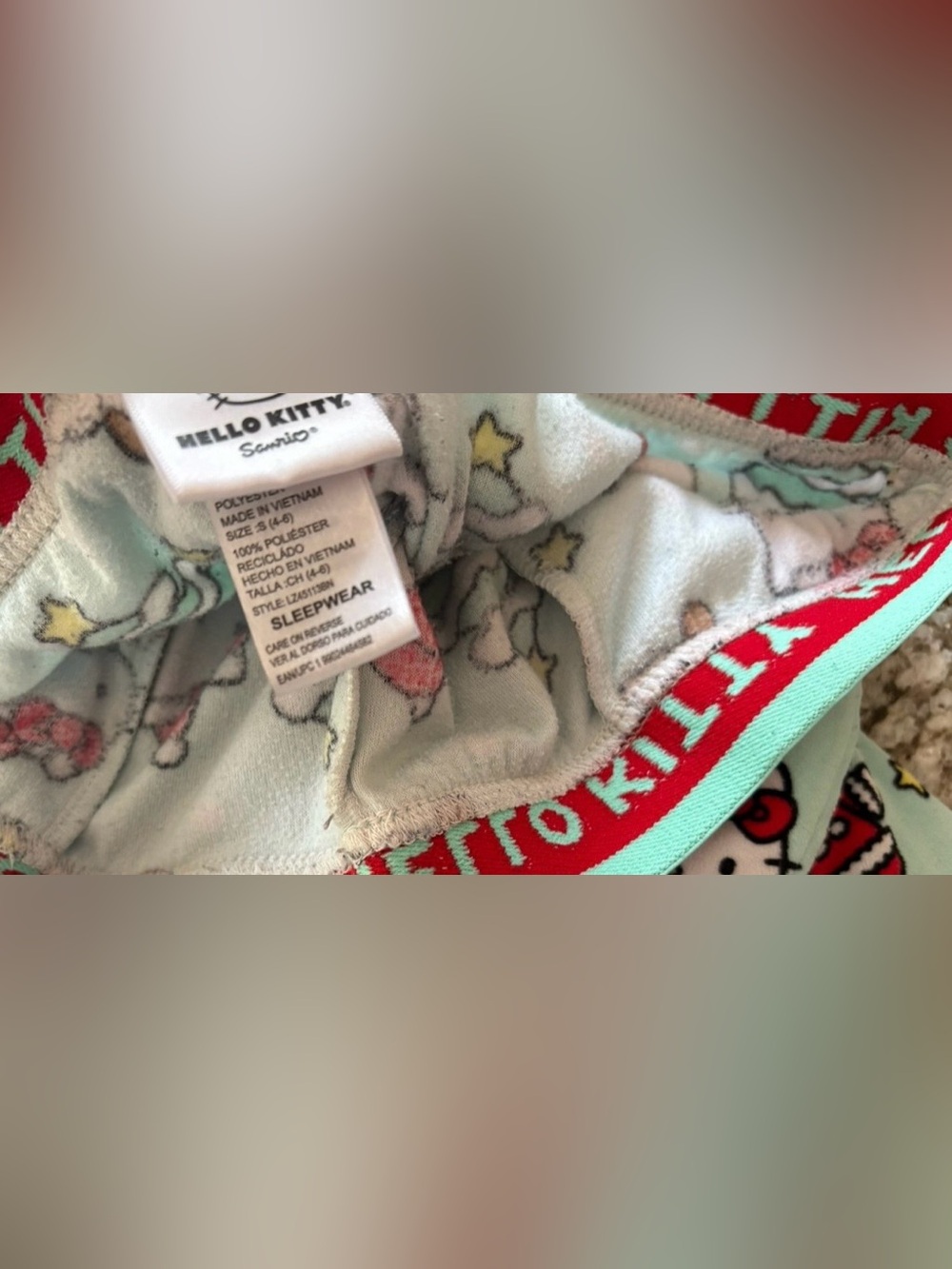 Hello Kitty Mint Fleece Pajama Pants - Picture 2 of 4